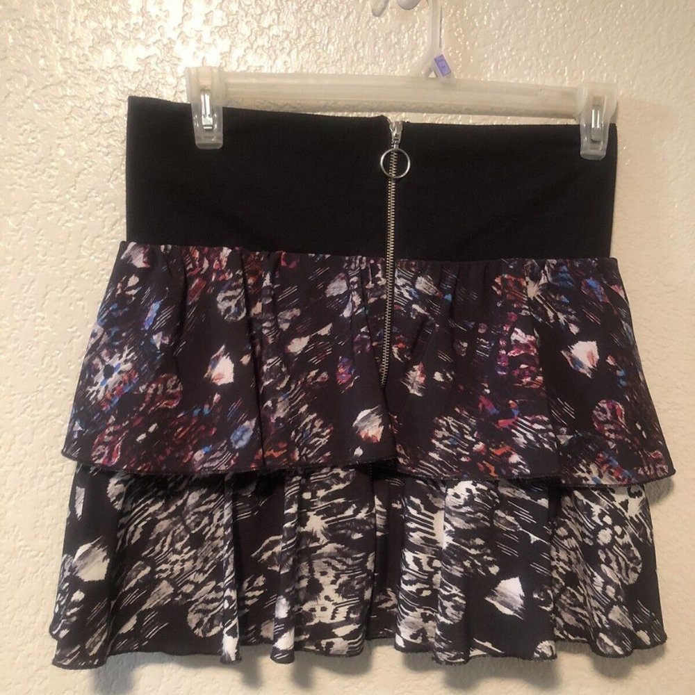 H&M Black Ruffle Skater Skirt Size 12